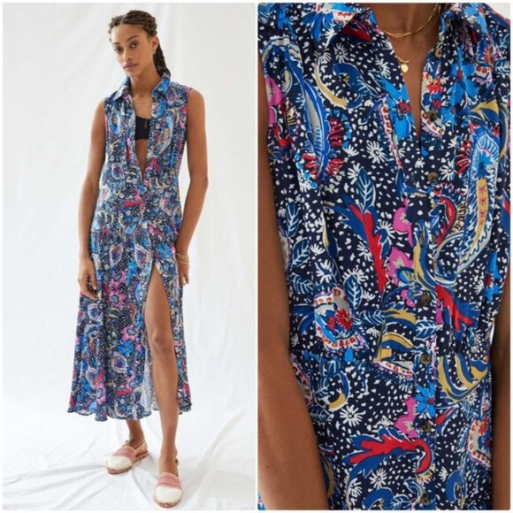 Maeve By Anthropologie Whimsical Maxi Dress Paisley Print Women's Size 6P - Picture 1 of 9